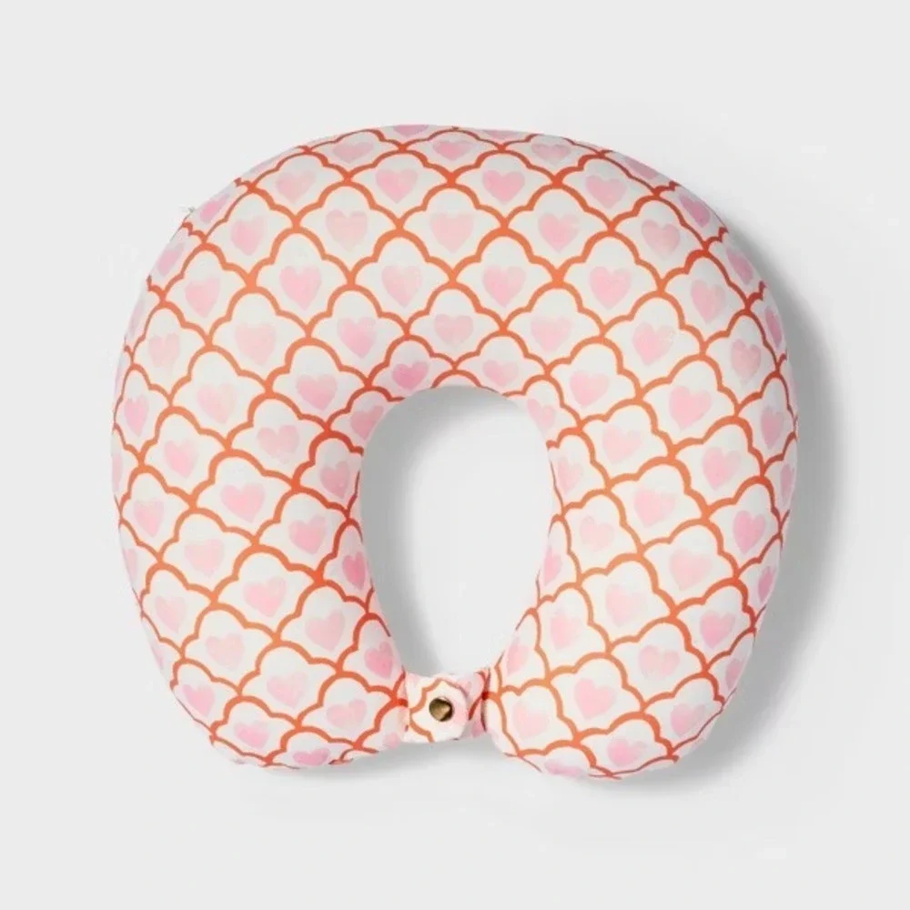 Roller Rabbit x Target- Geo Hearts Travel Neck Pillow Pink - NEW